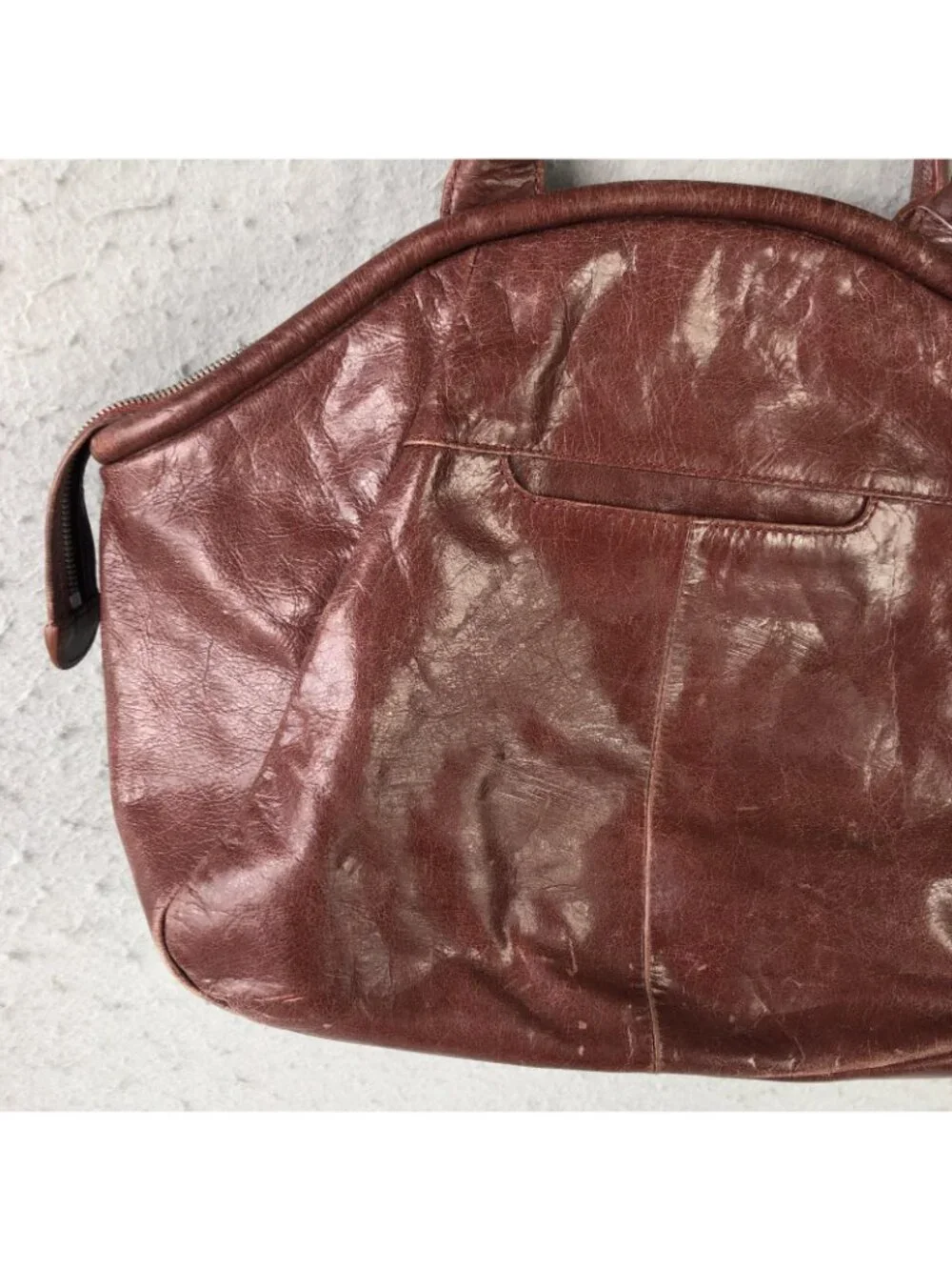 Hobo Shoulder Bag Womens Large Brown Leather Zip Top Pockets Slouchy Casual